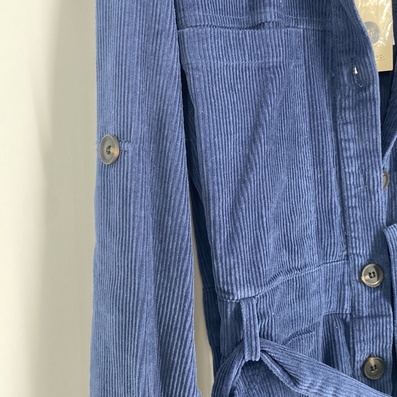 NWT Elan Navy Corduroy Button-Up Jumpsuit with Belt and Pockets - Picture 6 of 8